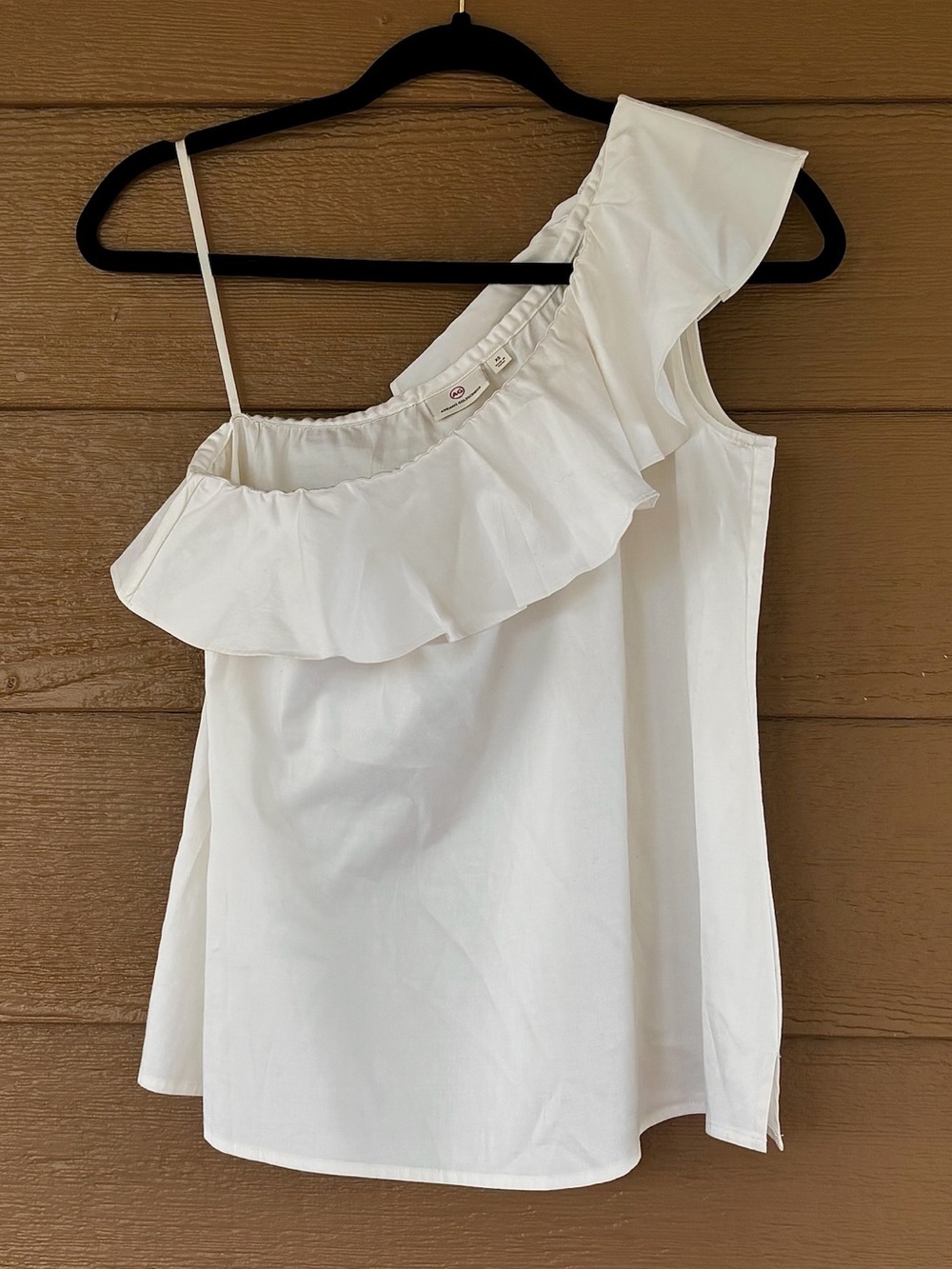 Ag Adriano Goldschmied Ivory One-Shoulder Ruffle Top -Sz XS